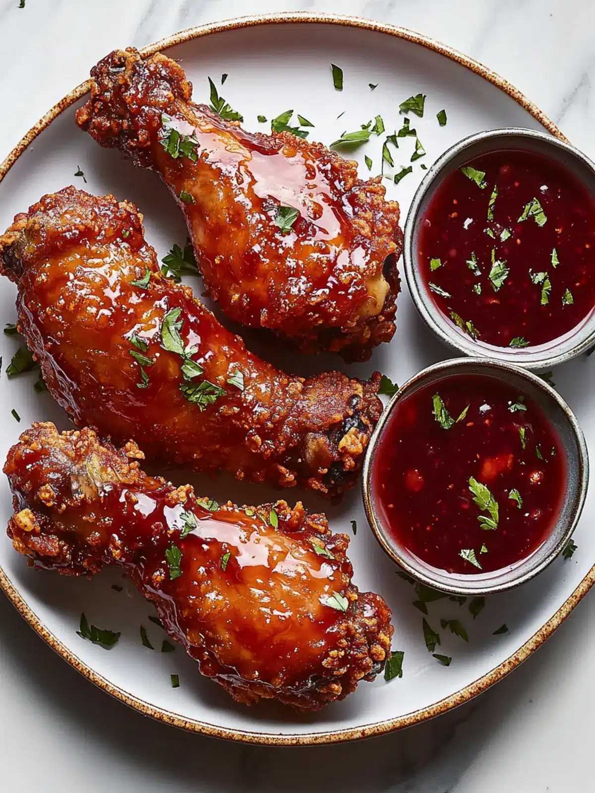 Fried Turkey Wings With Cranberry Glaze
